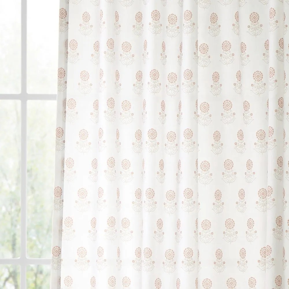 Бяла завеса 140x183 cm Woodblock Floral – Pineapple Elephant