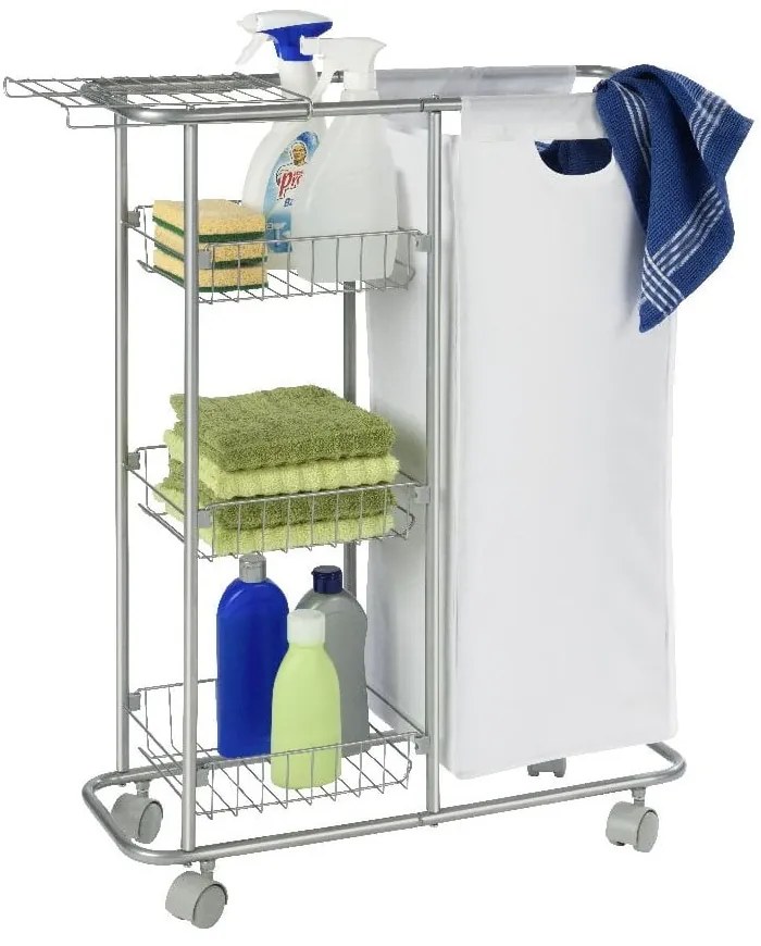 Универсален подвижен рафт с кошница , 28 л Slim - Wenko