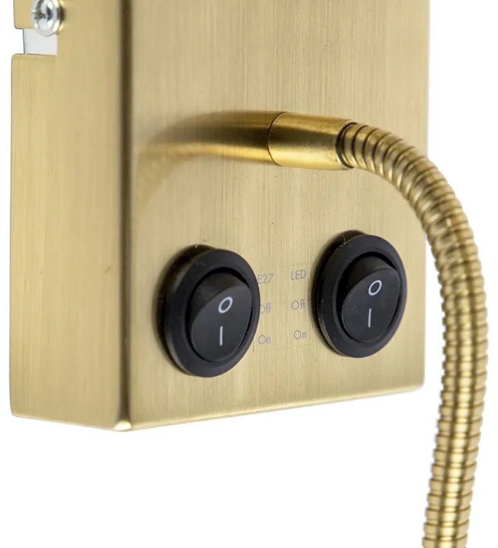 Арт Деко стенна лампа черна с черен памучен абажур - Stacca