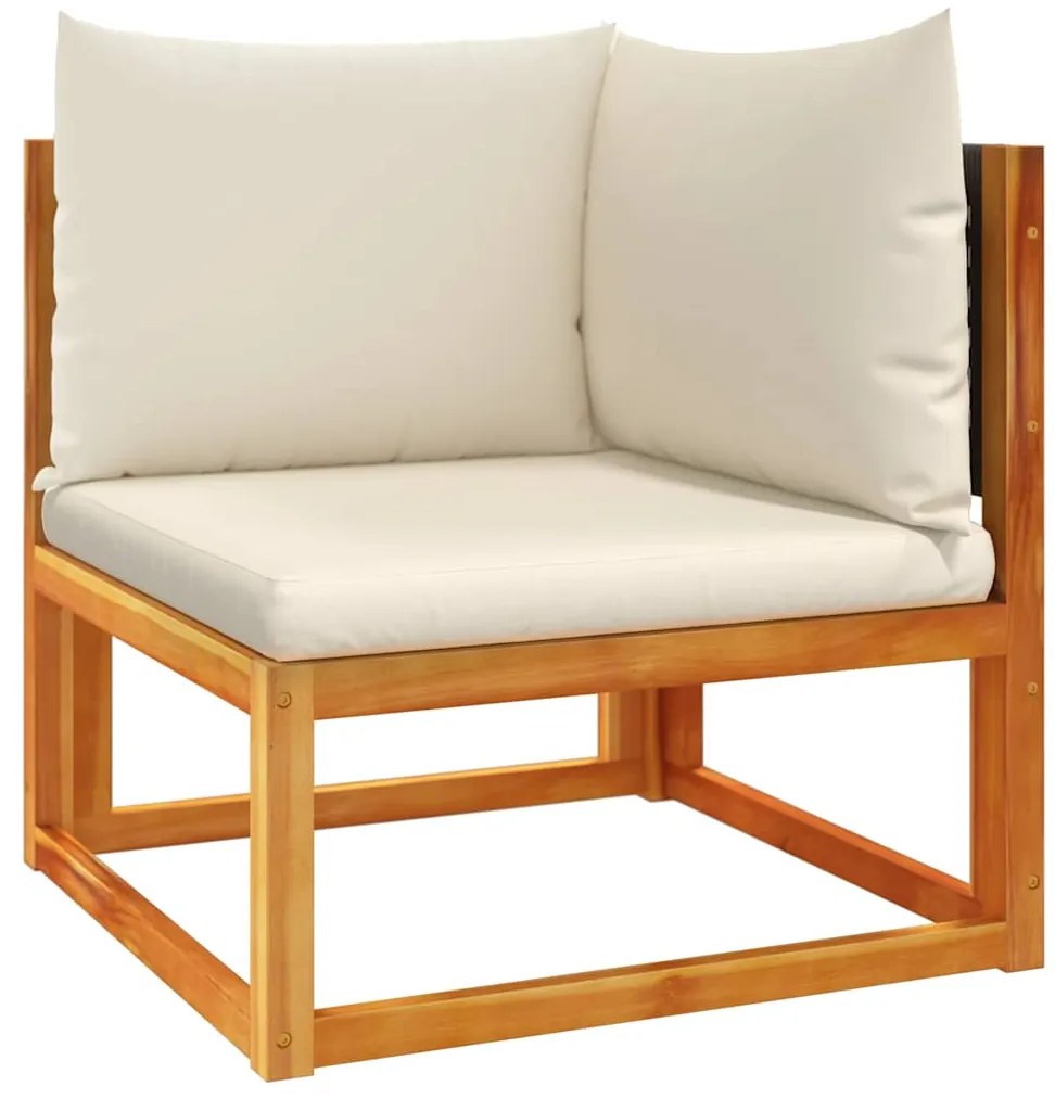 4008168 vidaXL Ъглов градински диван с възглавници, дърво, акация и ратан