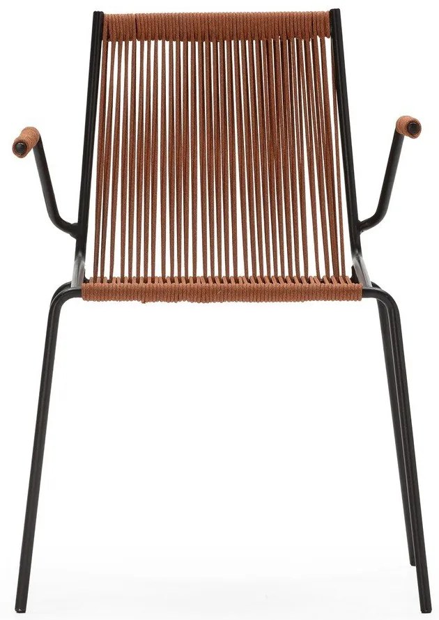 Теракотени метални трапезни столове в комплект с подлакътници/за подреждане 2 бр. Emily – Marckeric