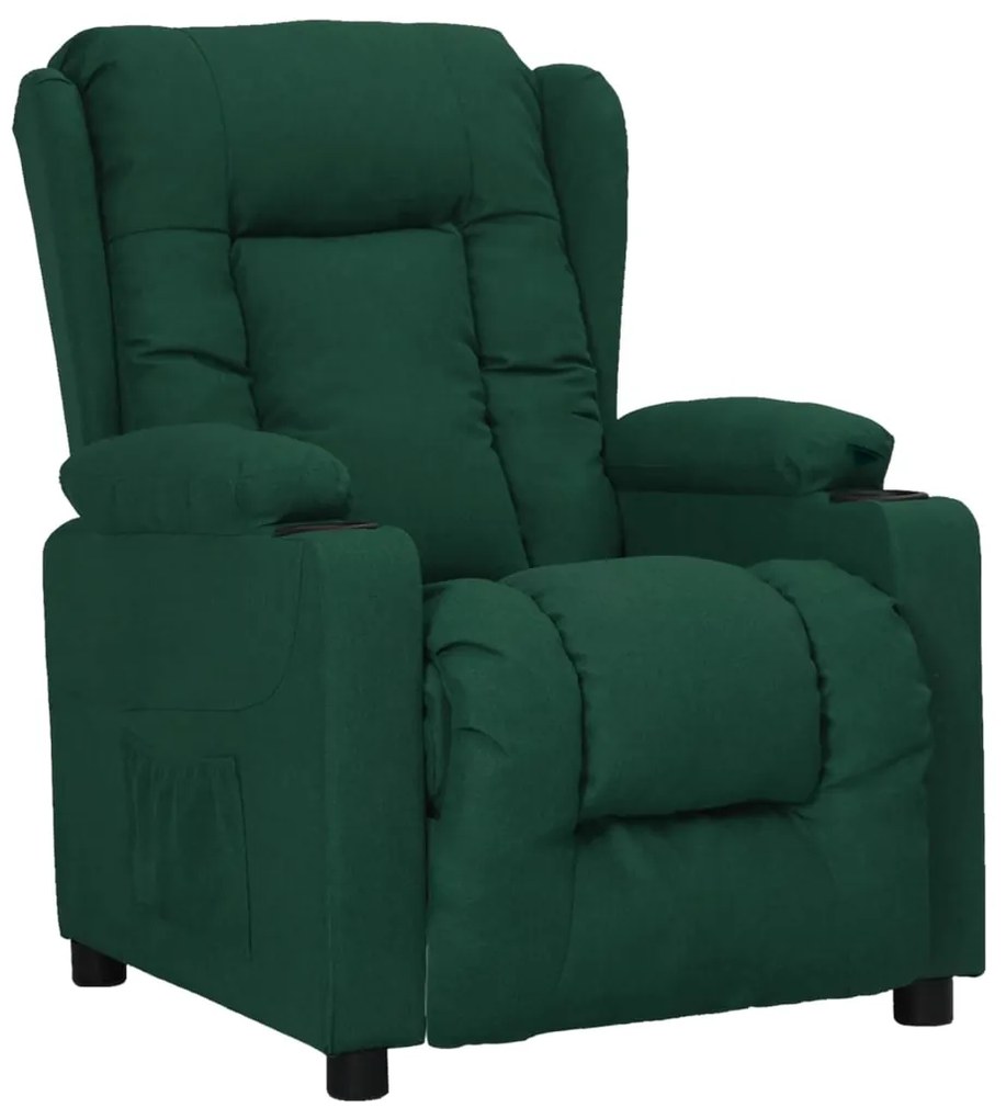 3093429 vidaXL Изправящ стол, тъмнозелен, текстил