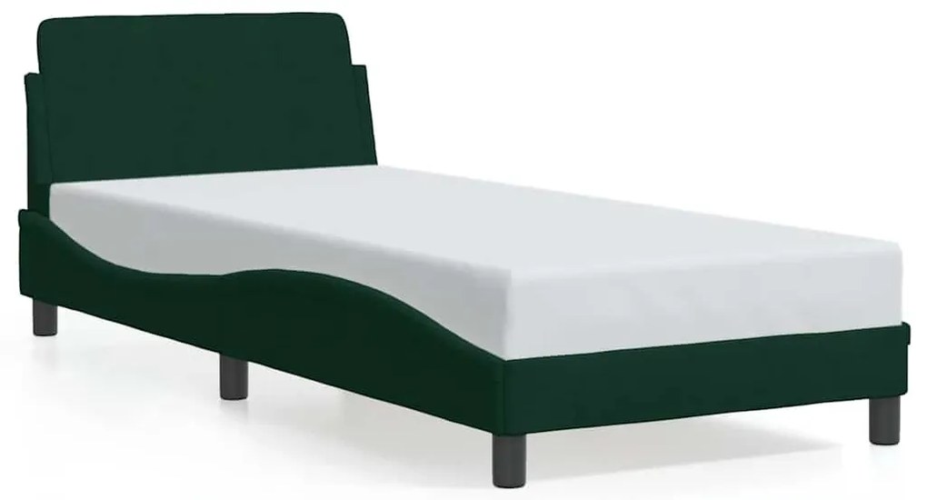 373115 vidaXL Рамка за легло Dover, тъмнозелена, 90x200 см, кадифе