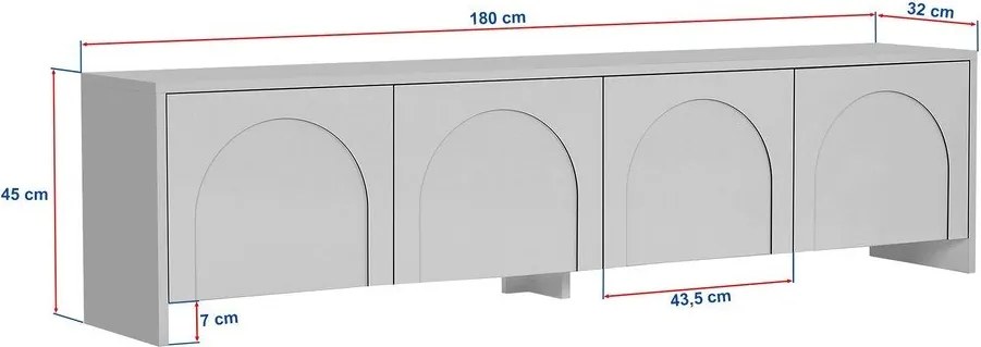 Кремава маса за телевизор 180x45x32 cm Aurelia – Kalune Design