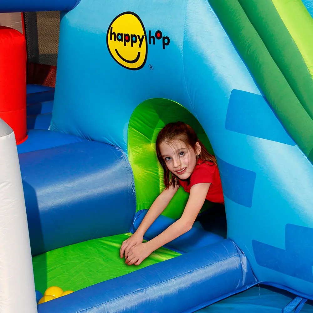 HAPPY HOP Игрален център къща с пързалка и топки 455x330x265