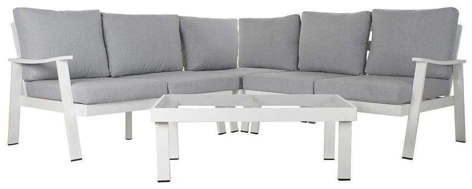 Градински диван DKD Home Decor Сив Кристал полиестер Алуминий (4 pcs) (212 x 212 x 86 cm)