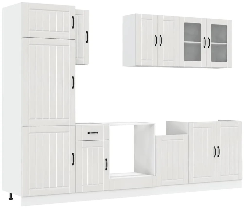 3314803 vidaXL Комплект кухненски шкафове от 8 части "Lucca", бяло гланцово инженерно дърво