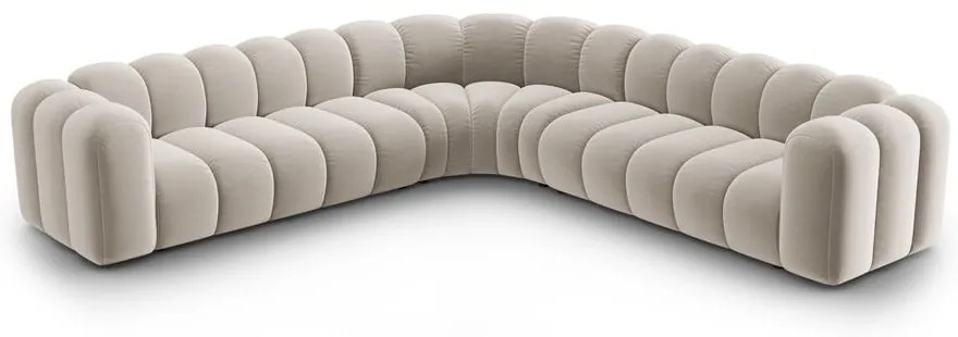 Кремав кадифен модулен ъглов диван Lupine – Micadoni