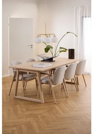 РОДЕРИК Бежов (тъкан Апия 453)/рамка от избелен омаслен дъб - ДЪРВЕН СТОЛ ШЕНИЛ ЗА ВСЕКИДНЕВНА ТРАПЕЗАРИЯ КУХНЯ РЕТРО