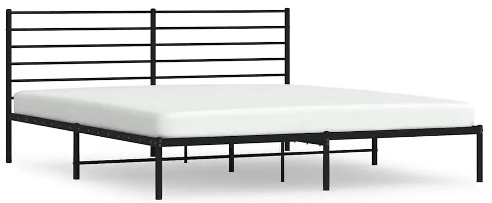 352324 vidaXL Метална рамка за легло с горна табла, черна, 183x213 см