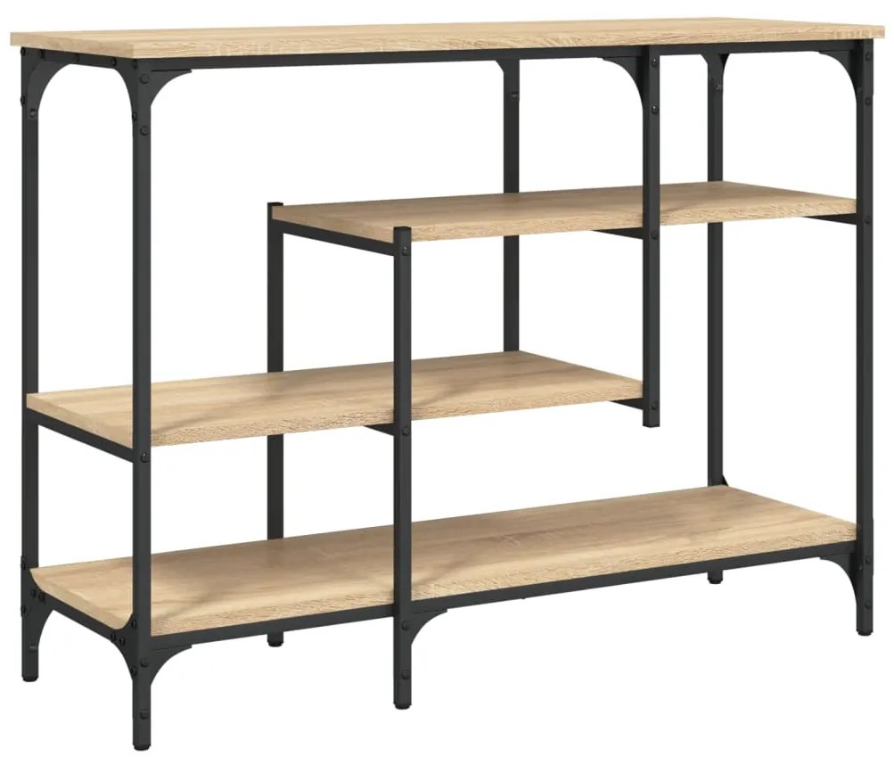 837788 vidaXL Конзолна маса с рафтове, сонома дъб, 100x35x75 cм