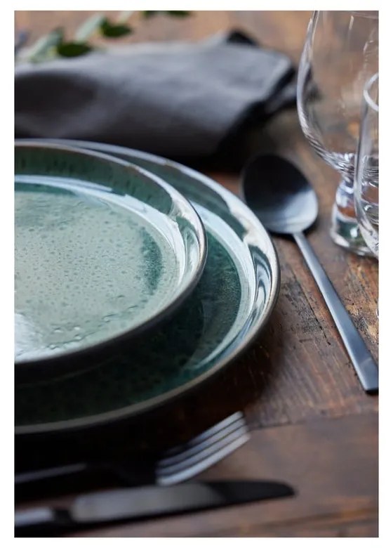 Зелена/черна десертна глинена чиния ø 21 cm Gastro Green/Black – Bitz