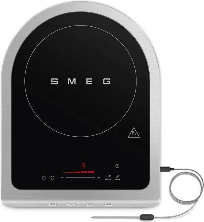 Преносим индукционен котлон Smeg PIC01WHMEU, 2100 W, Керамично стъкло, Таймер, LED дисплей, Бял мат