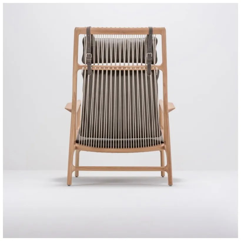 Фотьойл с масивна дъбова конструкция и седалка от сива биволска кожа Dedo - Gazzda