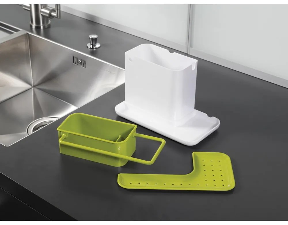 Бяла и зелена кухненска стойка за перилни препарати Caddy Sink Tidy - Joseph Joseph