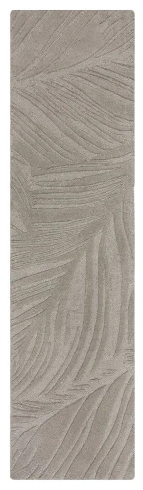 Светлосив вълнен килим 60x230 cm Lino Leaf - Flair Rugs