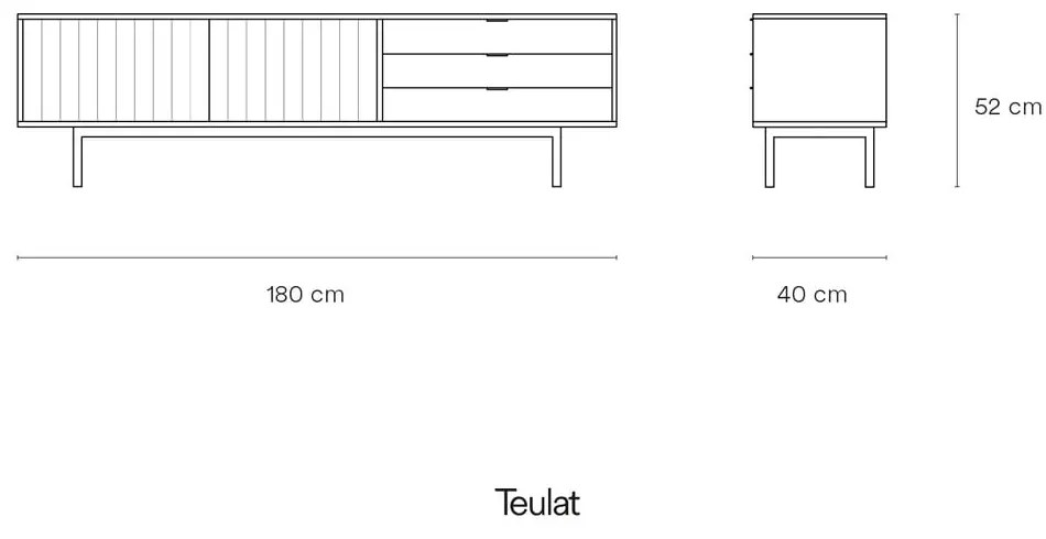 Сива/естествена маса за телевизор от декор от дъб 180x52 cm Sierra – Teulat