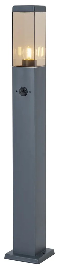 Външна лампа тъмно сива с димно стъкло 80 см IP44 с контакт и сензор за движение - Malios