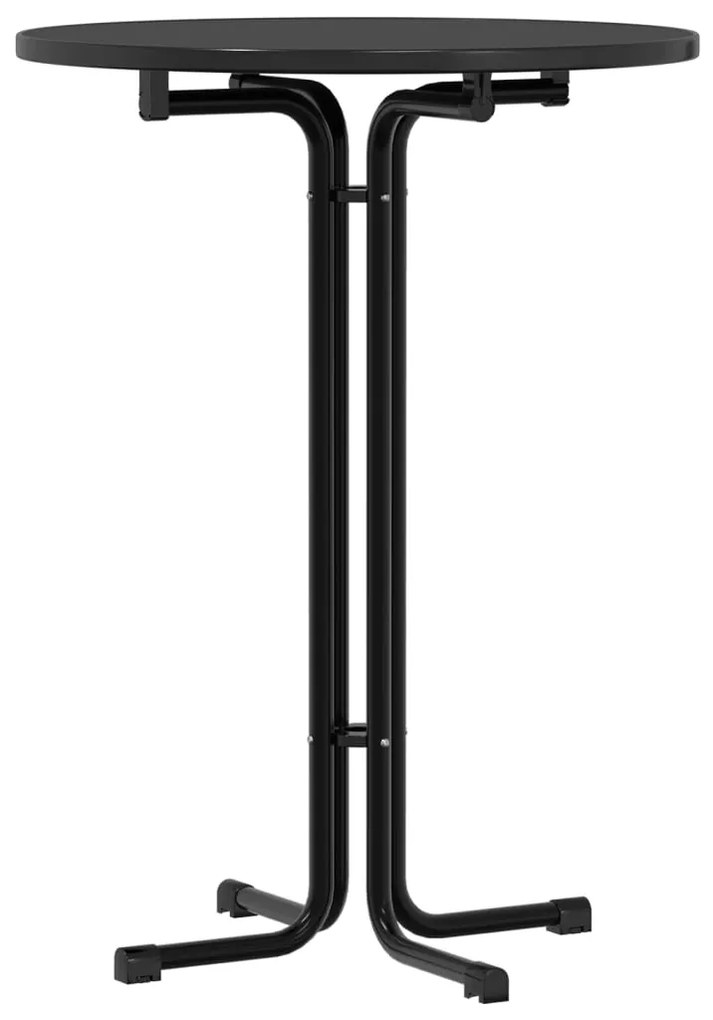 4008305 vidaXL Бар маса, черна, Ø80x110 см, инженерно дърво и стомана