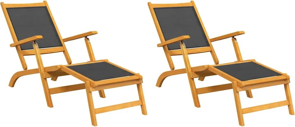 3120441 vidaXL Външни шезлонги 2 бр акациево дърво масив и текстил