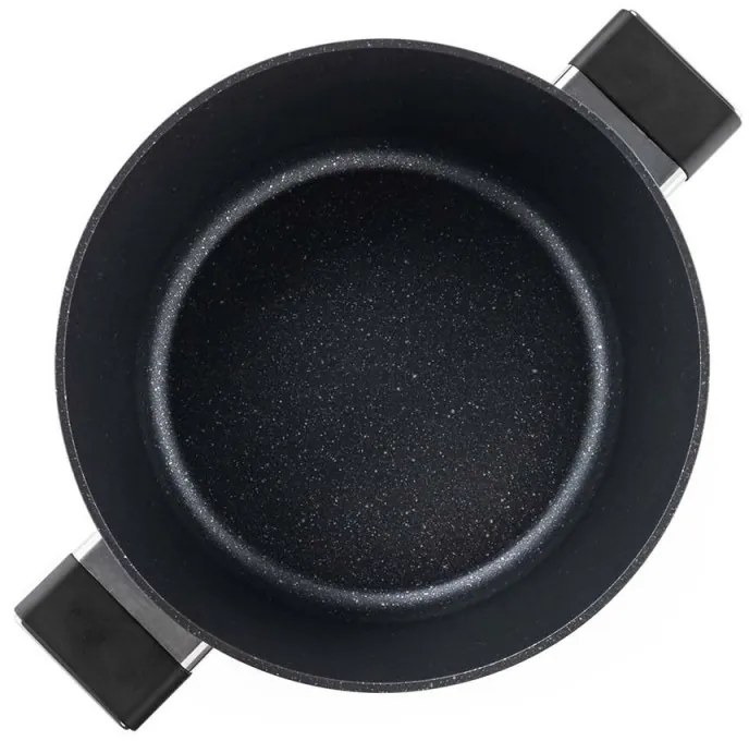 Тенджера Luigi Ferrero Regina FR-2840, 28x12.5 см, 6.5 л, Незалепващо мраморно покритие, Стъклен капак с отвор за пара, Индукция, Черен