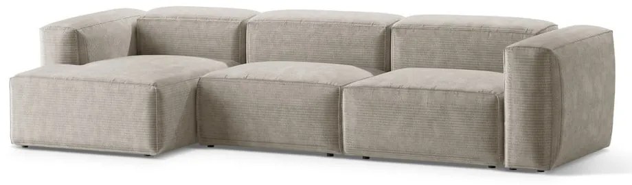 Бежов ъглов диван от рипсено кадифе (ляв ъгъл) Bergano – Cosmopolitan Design