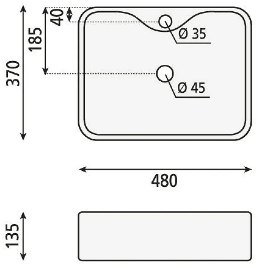 Бял керамичен умивалник , 48 x 37 cm Balena - Sapho