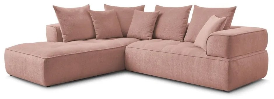 Розов шенилов ъглов диван (ляв ъгъл/L форма) Whesley – Bobochic Paris