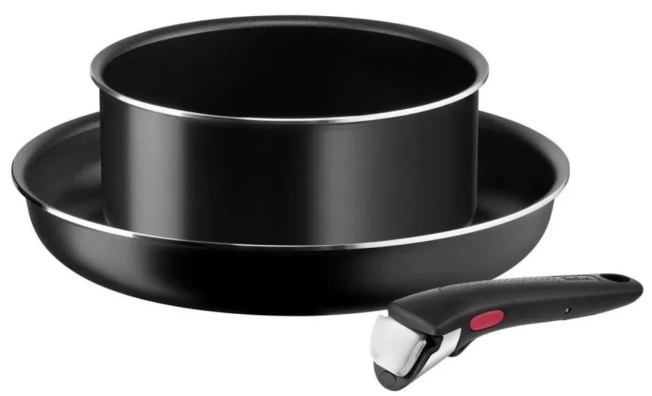 Tefal - Комплект съдове 3 ч. INGENIO EASY COOK & CLEAN BLACK
