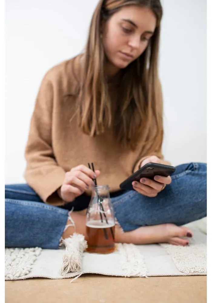 Светлосив и кремав ръчно изработен памучен килим подходящ за пране 170x240 cm Air Natural – Lorena Canals