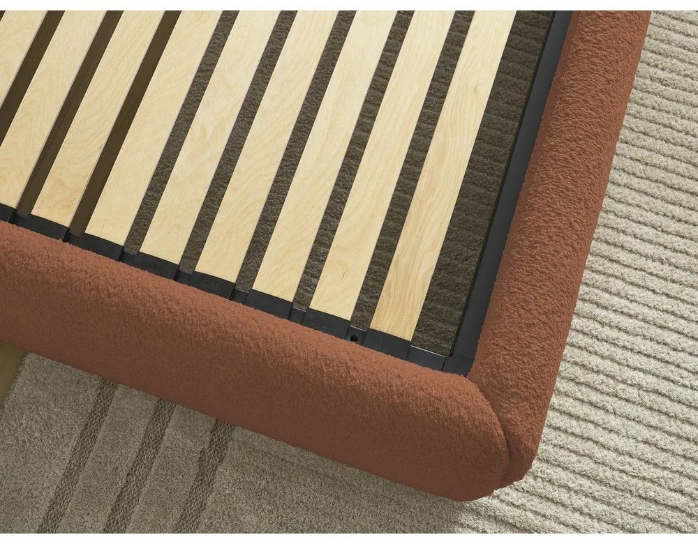 Оранжево двойно легло 180x200 cm тапицирано с място за съхранение/без табла с включена подматрачна рамка Inera – Bobochic Paris