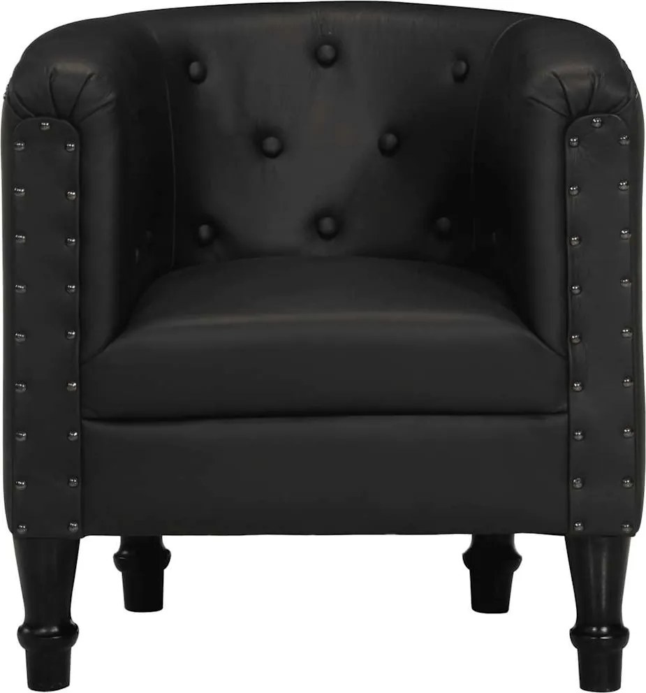 286593 vidaXL Фотьойл, черен, естествена кожа