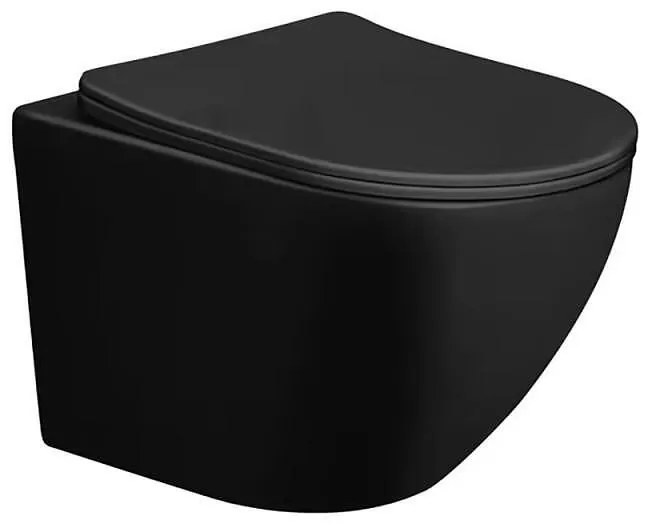 Конзолна тоалетна чиния 4937MB TORNADO, Inter Ceramic, седалка и капак, порцелан, черен мат, 36х36х49см