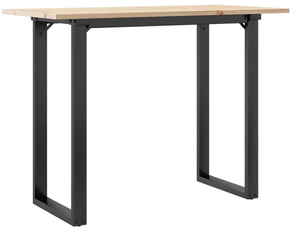 3282675 vidaXL Трапезна маса О-образна рамка 100x50x75 см бор масив и стомана