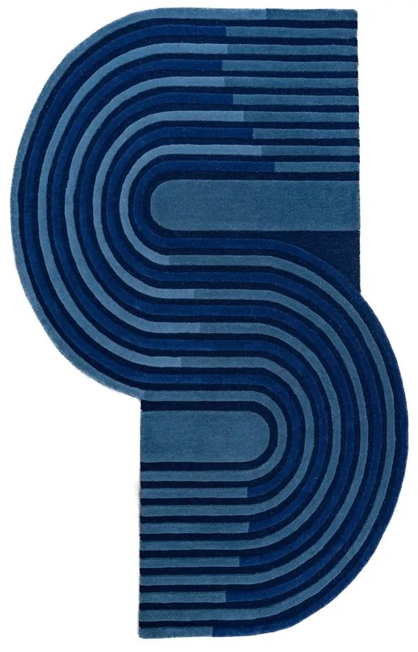 Тъмносин ръчно изработен вълнен килим 200x290 cm Conway Retro – Flair Rugs