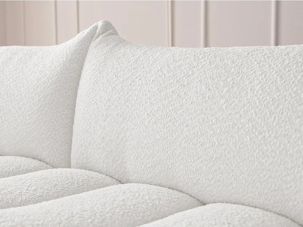 Бял ъглов диван от прежда с примки от букле (ляв ъгъл) Azra – Bobochic Paris