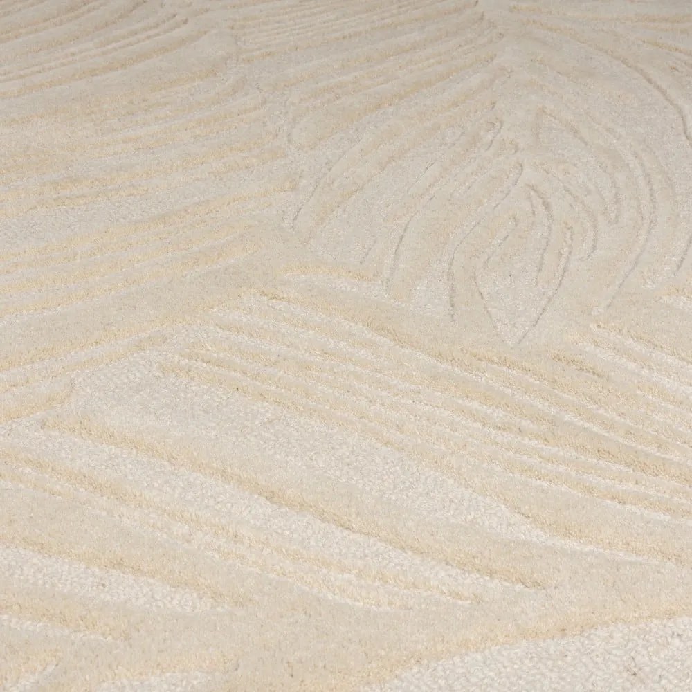 Бежов вълнен килим 200x290 cm Lino Leaf - Flair Rugs