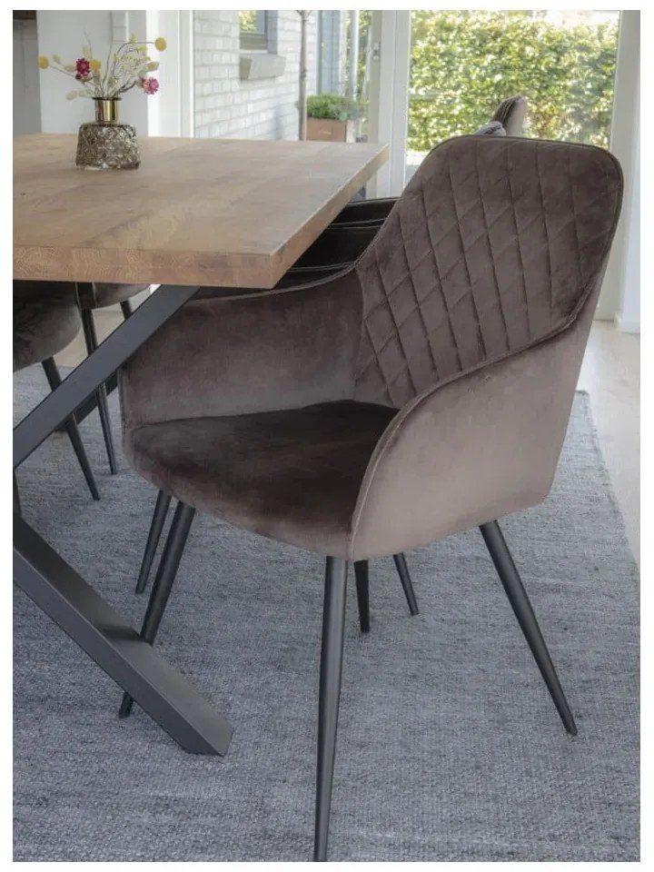 Светлокафяви тапицирани трапезни столове в комплект с подлакътници 2 бр. Harbo – House Nordic