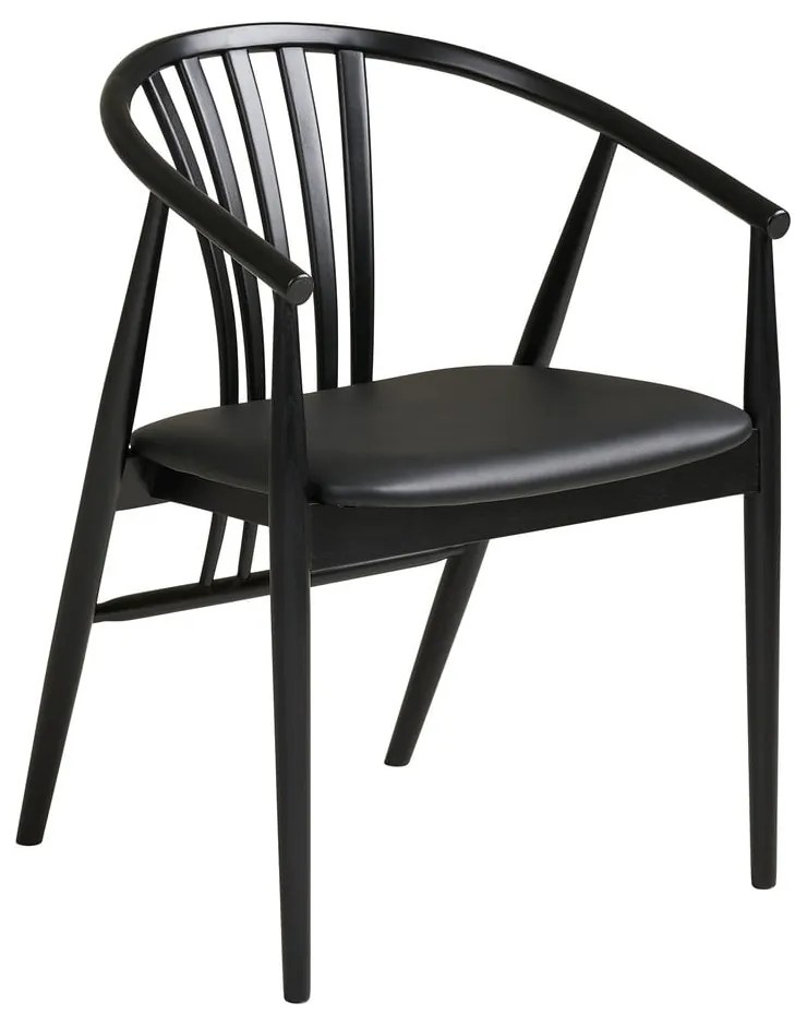 Черен трапезен стол с подлакътници от масивен бук Agustin – House Nordic