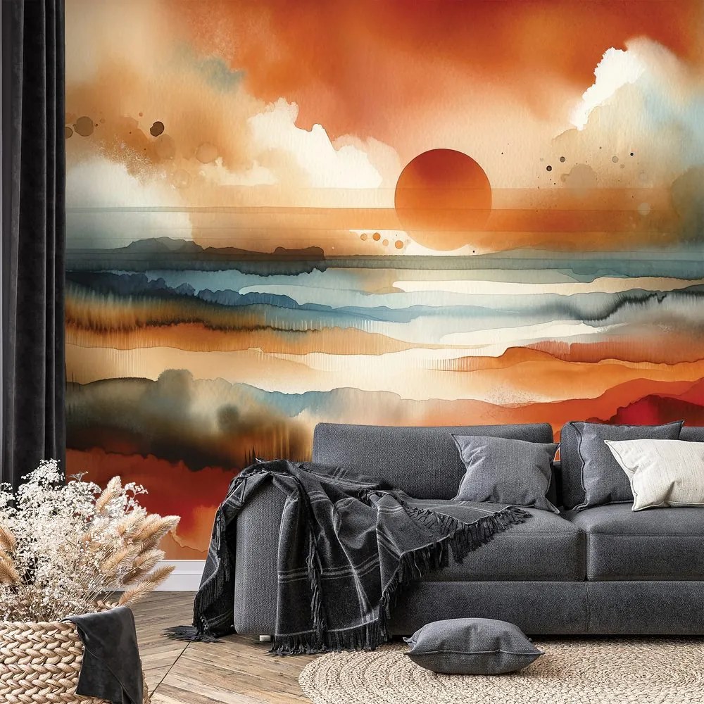 Самозалепващ тапет – Абстрактен акварелен залез