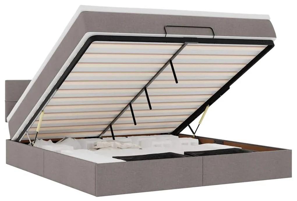 3312323 vidaXL Османска легло с матрак и LED, таупе, 160x200 см, плат