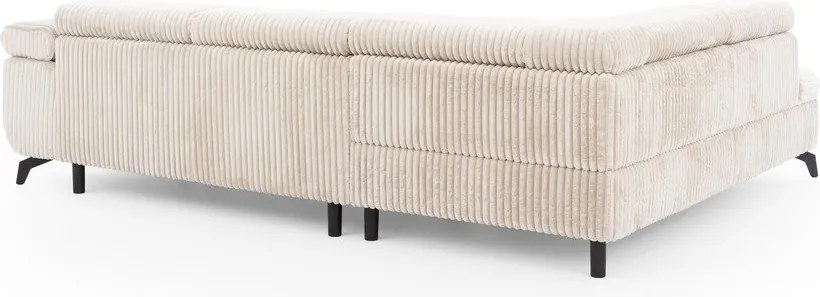 Кремав ъглов диван от рипсено кадифе (ляв ъгъл L форма) Marbeya – Ropez