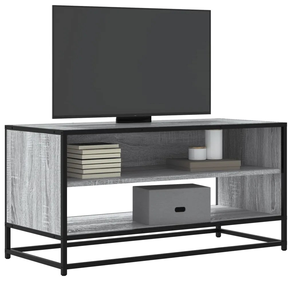 848887 vidaXL ТB шкаф, сив сонома, 91x40x46 см, инженерно дърво и метал