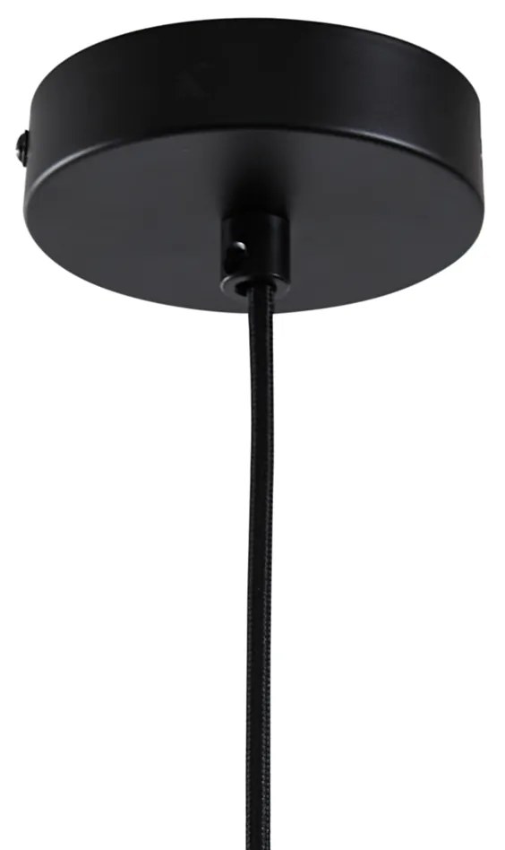 Japandi висяща лампа черна с кафяв текстилен абажур - Bida