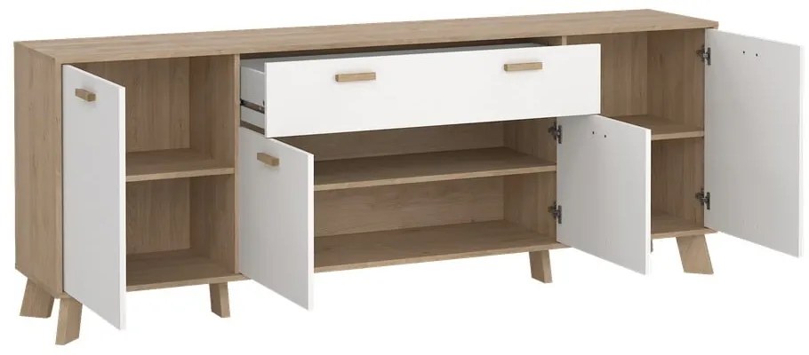 Скрин от дъбов декор в бял и естествен цвят 196x73x39 cm Ikast – Tvilum