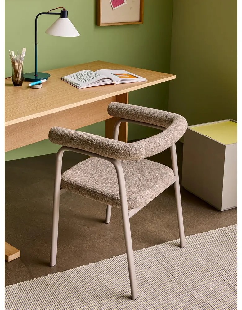 Бежови тапицирани трапезни столове в комплект с подлакътници 2 бр. Ecto – Hübsch