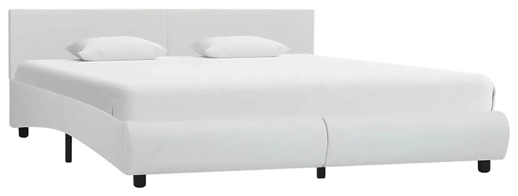 285490 vidaXL Рамка за легло с LED, бяла, изкуствена кожа, 160x200 cм