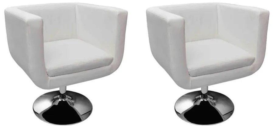 160439 vidaXL Бар столове, 2 бр, бели, изкуствена кожа