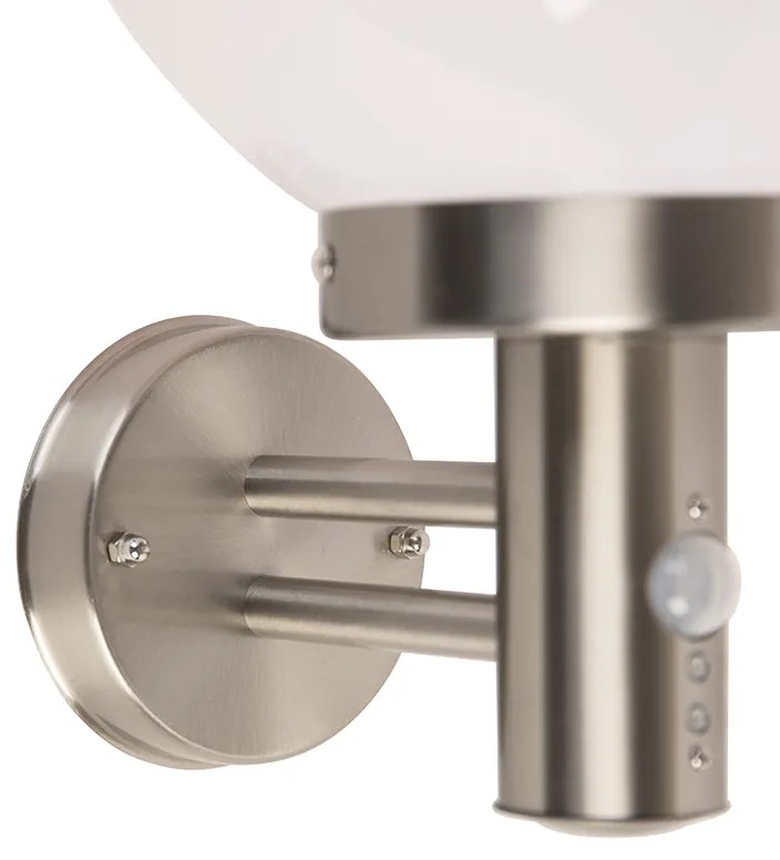 Външна стенна лампа стомана неръждаема стомана IP44 с детектор за движение - Sfera