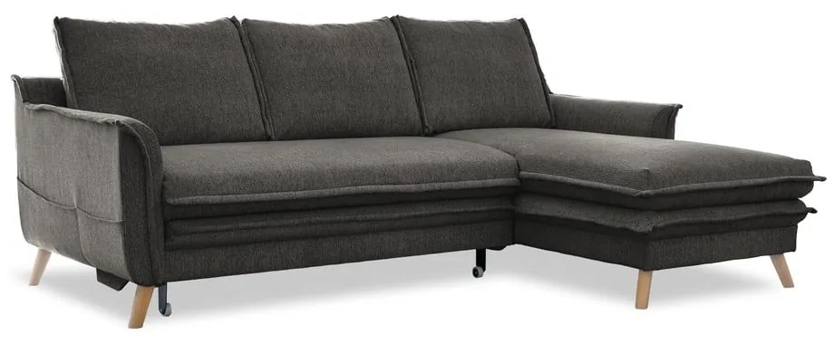 Тъмносив разтегателен ъглов диван (десен ъгъл) Charming Charlie – Miuform